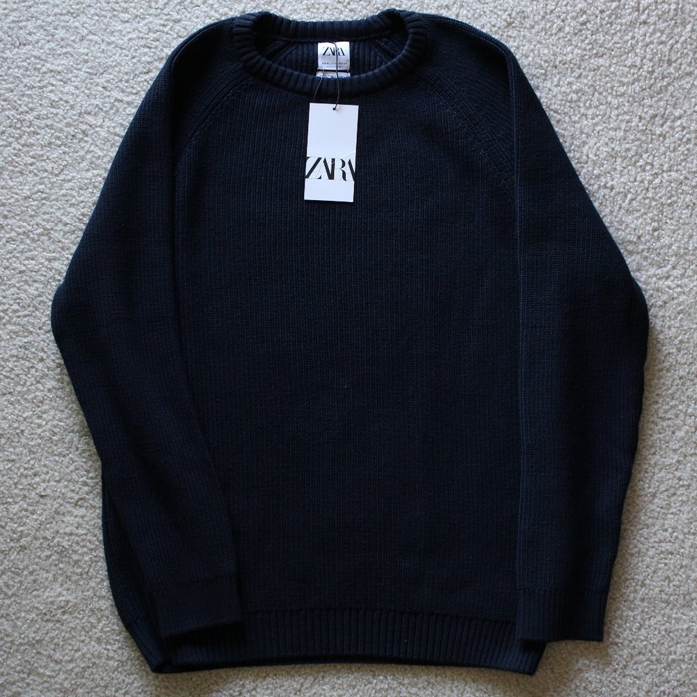 Men's Zara Navy Crewneck Sweater XL NWT